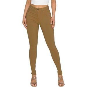 Premium Denim Jeans for Women High Waisted-Rise COLOREDR Ripped Destroyed (Camel